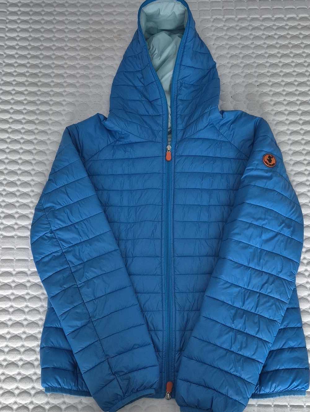 SAVE THE DUCK Women Bright Blue Hooded Puffer Jacket
